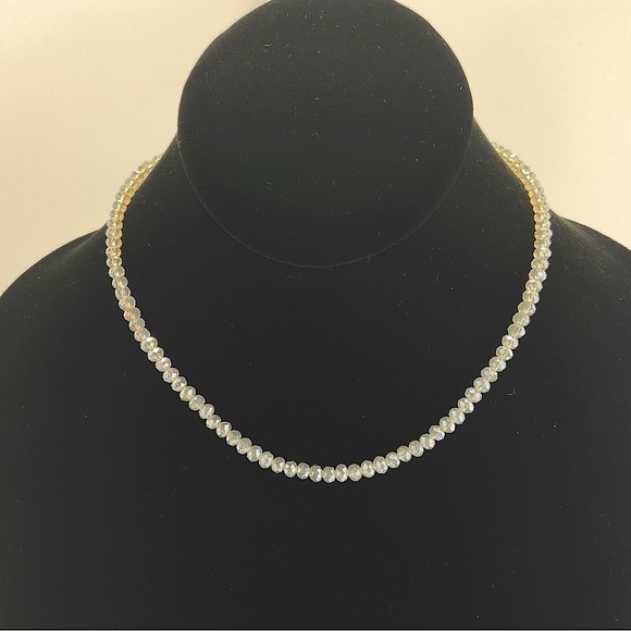 Opalescent Crystal Choker Necklace, Aura Effect, Neutral, Sparkly, Golden Aura - Picture 6 of 11